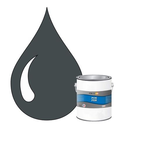 POK FER Gris : Peinture de Finition Antirouille Laque Semi-Brillante Métaux Ferreux - 1L - RAL 7011 - Gris Fer