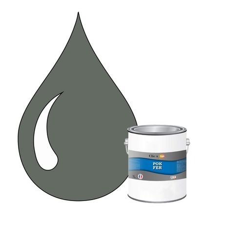 POK FER Gris : Peinture de Finition Antirouille Laque Semi-Brillante Métaux Ferreux - 1L - RAL 7005 - Gris Souris