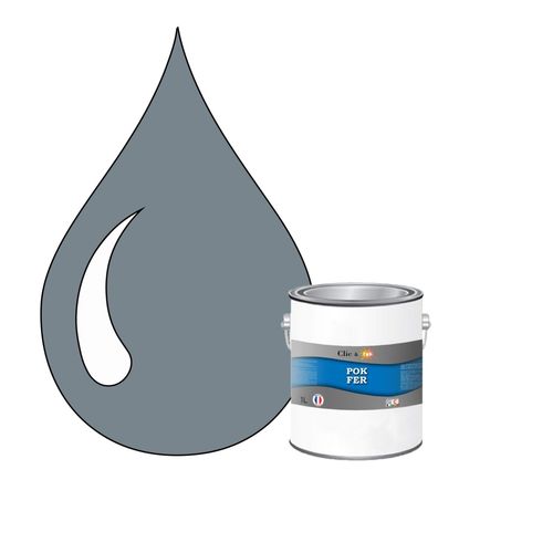 POK FER Gris : Peinture de Finition Antirouille Laque Semi-Brillante Métaux Ferreux - 1L - RAL 7000 - Gris Petit-Gris