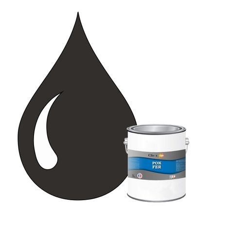 POK FER Gris : Peinture de Finition Antirouille Laque Semi-Brillante Métaux Ferreux - 1L - RAL 7022 - Gris Terre D'ombre