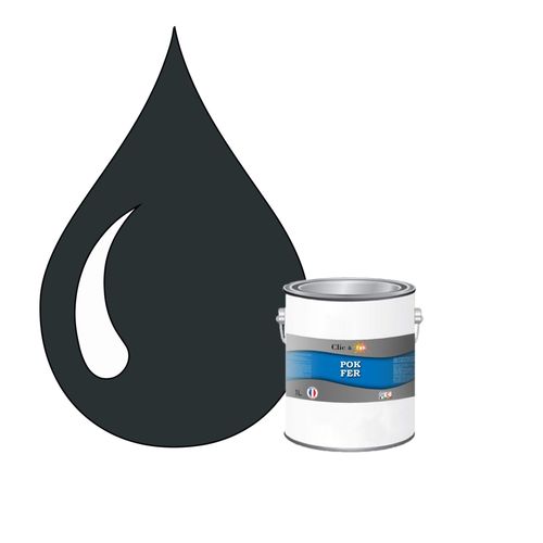 POK FER Gris : Peinture de Finition Antirouille Laque Semi-Brillante Métaux Ferreux - 1L - RAL 7016 - Gris Anthracite