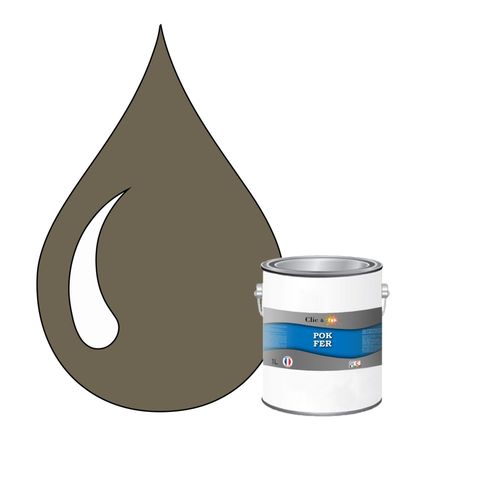 POK FER Gris : Peinture de Finition Antirouille Laque Semi-Brillante Métaux Ferreux - 1L - RAL 7006 - Gris Beige