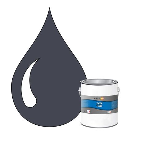 POK FER Gris : Peinture de Finition Antirouille Laque Semi-Brillante Métaux Ferreux - 1L - RAL 7015 - Gris Ardoise