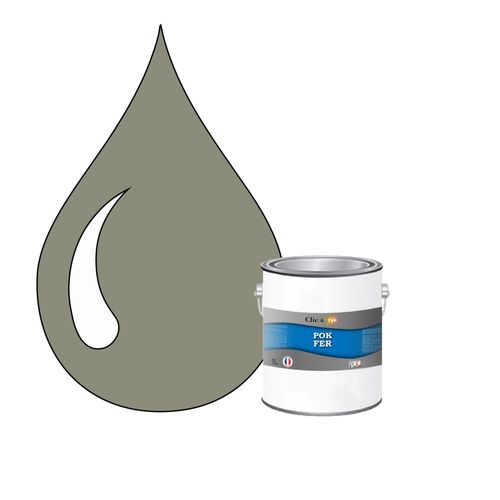 POK FER Gris : Peinture de Finition Antirouille Laque Semi-Brillante Métaux Ferreux - 1L - RAL 7030 - Gris Pierre