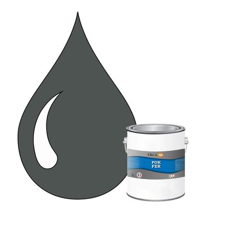 POK FER Gris : Peinture de Finition Antirouille Laque Semi-Brillante Métaux Ferreux - 1L - RAL 7043 - Gris Signalisation b