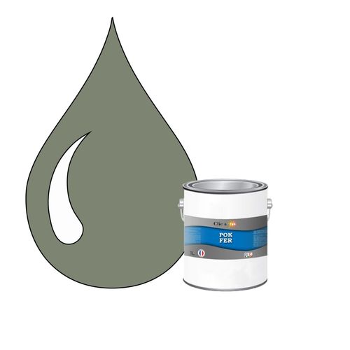 POK FER Gris : Peinture de Finition Antirouille Laque Semi-Brillante Métaux Ferreux - 1L - RAL 7033 - Gris Ciment
