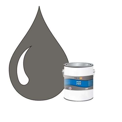 POK FER Gris : Peinture de Finition Antirouille Laque Semi-Brillante Métaux Ferreux - 1L - RAL 7039 - Gris Quartz