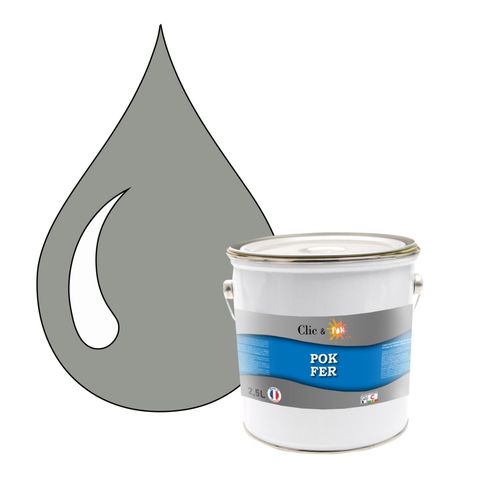 POK FER Gris : Peinture de Finition Antirouille Laque Semi-Brillante Métaux Ferreux - 2,5L - RAL 7004 - Gris de Sécurité