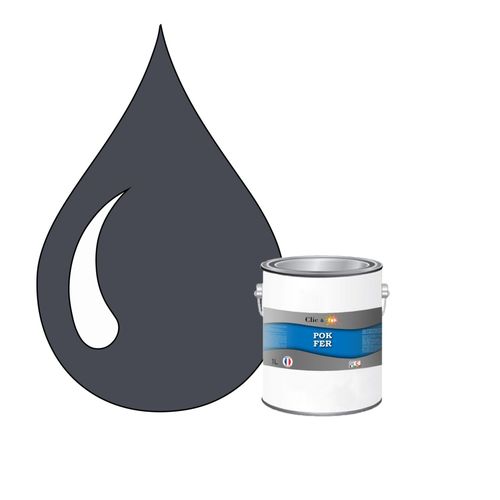 POK FER Gris : Peinture de Finition Antirouille Laque Semi-Brillante Métaux Ferreux - 1L - RAL 7026 - Gris Granit