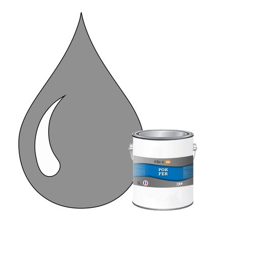 POK FER Gris : Peinture de Finition Antirouille Laque Semi-Brillante Métaux Ferreux - 1L - RAL 7045 - Télégris 1