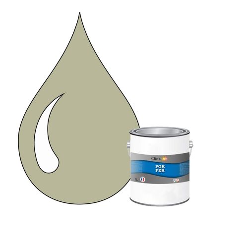 POK FER Gris : Peinture de Finition Antirouille Laque Semi-Brillante Métaux Ferreux - 1L - RAL 7032 - Gris Silex
