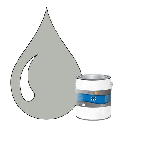 POK FER Gris : Peinture de Finition Antirouille Laque Semi-Brillante Métaux Ferreux - 1L - RAL 7038 - Gris Agate