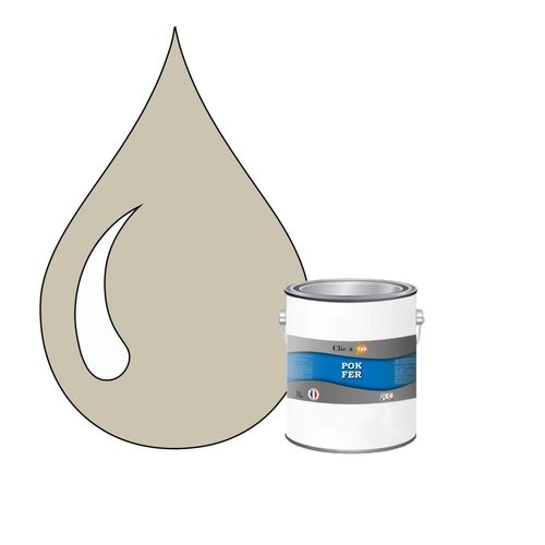 POK FER Gris : Peinture de Finition Antirouille Laque Semi-Brillante Métaux Ferreux - 1L - RAL 7044 - Gris Soie