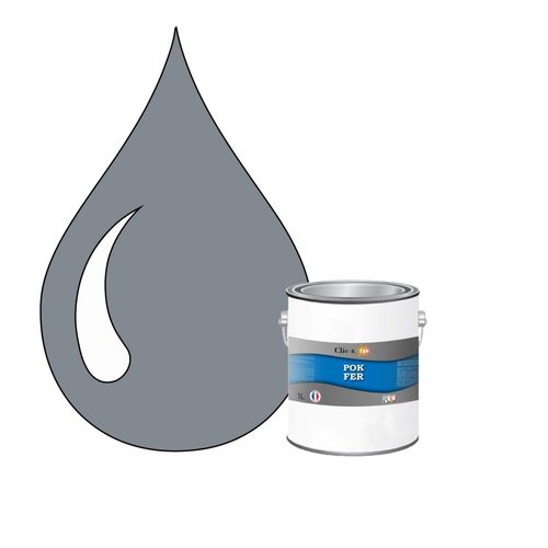POK FER Gris : Peinture de Finition Antirouille Laque Semi-Brillante Métaux Ferreux - 1L - RAL 7046 - Télégris 2