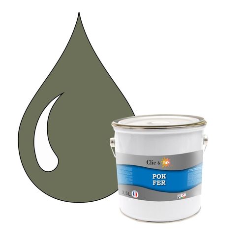 POK FER Gris : Peinture de Finition Antirouille Laque Semi-Brillante Métaux Ferreux - 2,5L - RAL 7003 - Gris Mousse