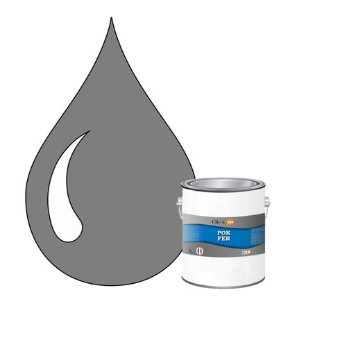 POK FER Gris : Peinture de Finition Antirouille Laque Semi-Brillante Métaux Ferreux - 1L - RAL 7037 - Gris Poussière
