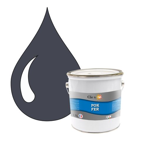 POK FER Gris : Peinture de Finition Antirouille Laque Semi-Brillante Métaux Ferreux - 2,5L - RAL 7015 - Gris Ardoise