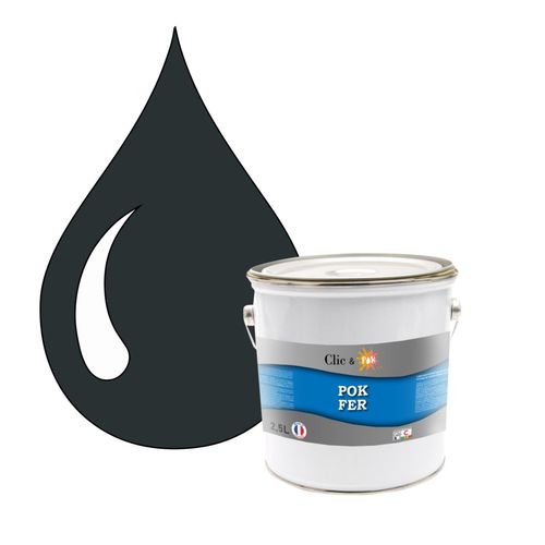 POK FER Gris : Peinture de Finition Antirouille Laque Semi-Brillante Métaux Ferreux - 2,5L - RAL 7016 - Gris Anthracite