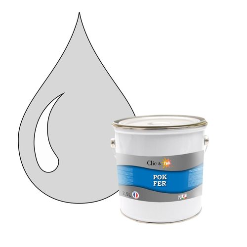 POK FER Gris : Peinture de Finition Antirouille Laque Semi-Brillante Métaux Ferreux - 2,5L - RAL 7035 - Gris Clair