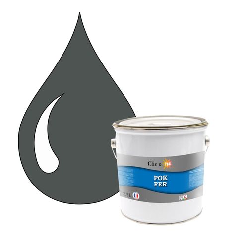 POK FER Gris : Peinture de Finition Antirouille Laque Semi-Brillante Métaux Ferreux - 2,5L - RAL 7043 - Gris Signalisation b