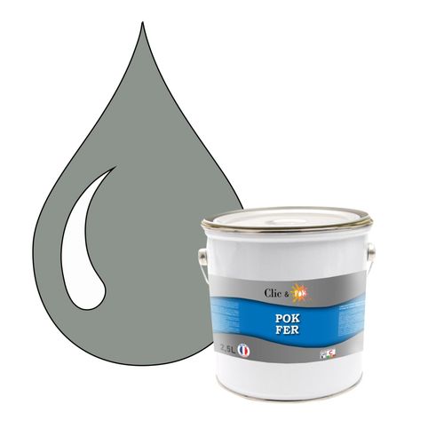 POK FER Gris : Peinture de Finition Antirouille Laque Semi-Brillante Métaux Ferreux - 2,5L - RAL 7042 - Gris Signalisation A