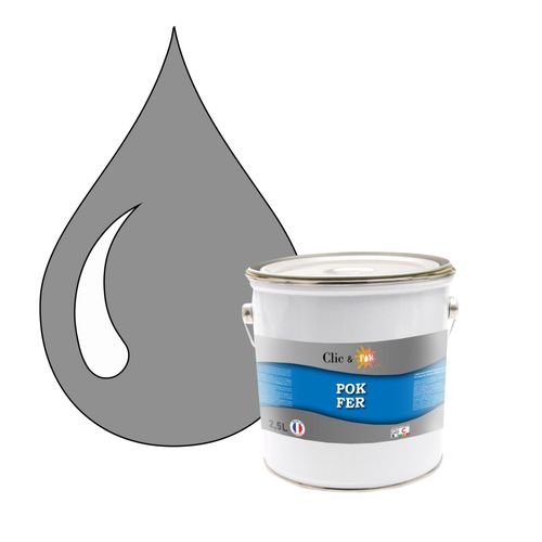 POK FER Gris : Peinture de Finition Antirouille Laque Semi-Brillante Métaux Ferreux - 2,5L - RAL 7045 - Télégris 1