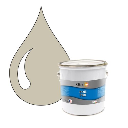 POK FER Gris : Peinture de Finition Antirouille Laque Semi-Brillante Métaux Ferreux - 2,5L - RAL 7044 - Gris Soie