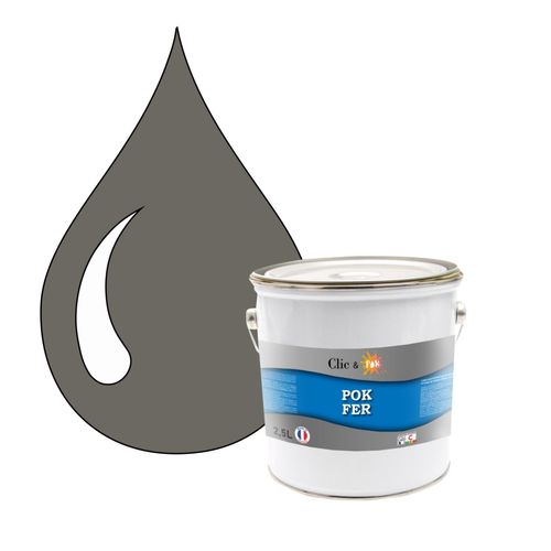 POK FER Gris : Peinture de Finition Antirouille Laque Semi-Brillante Métaux Ferreux - 2,5L - RAL 7039 - Gris Quartz