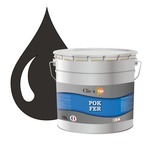 POK FER Gris : Peinture de Finition Microporeuse Laque Semi-Brillante Fereries - 10L - RAL 7022 - Gris Terre D'ombre