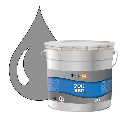 POK FER Gris : Peinture de Finition Microporeuse Laque Semi-Brillante Fereries - 10L - RAL 7045 - Télégris 1