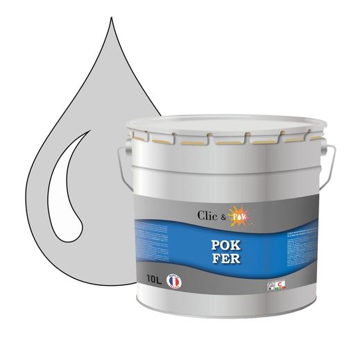 POK FER Gris : Peinture de Finition Microporeuse Laque Semi-Brillante Fereries - 10L - RAL 7047 - Télégris 4