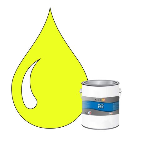 POK FER Jaune : Peinture de Finition Antirouille Laque Semi-Brillante Métaux Ferreux - 1L - RAL 1016 - Jaune Soufre