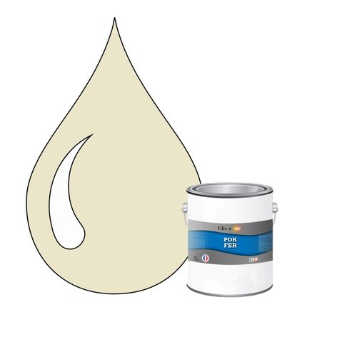 POK FER Jaune : Peinture de Finition Antirouille Laque Semi-Brillante Métaux Ferreux - 1L - RAL 1013 - Blanc Perlé
