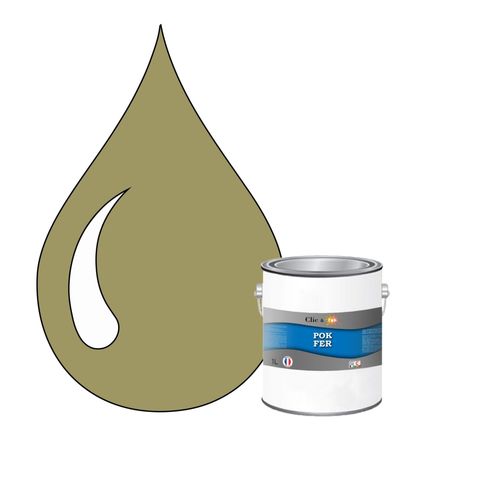POK FER Jaune : Peinture de Finition Antirouille Laque Semi-Brillante Métaux Ferreux - 1L - RAL 1019 - Beige Gris