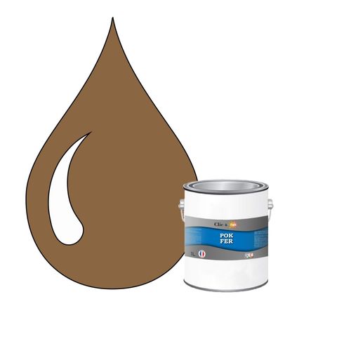 POK FER Jaune : Peinture de Finition Antirouille Laque Semi-Brillante Métaux Ferreux - 1L - RAL 1011 - Beige Brun