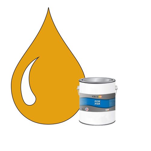 POK FER Jaune : Peinture de Finition Antirouille Laque Semi-Brillante Métaux Ferreux - 1L - RAL 1006 - Jaune Maïs
