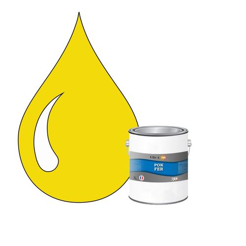 POK FER Jaune : Peinture de Finition Antirouille Laque Semi-Brillante Métaux Ferreux - 1L - RAL 1021 - Jaune Colza