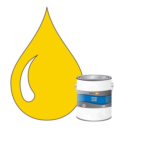 POK FER Jaune : Peinture de Finition Antirouille Laque Semi-Brillante Métaux Ferreux - 1L - RAL 1023 - Jaune Signalisation