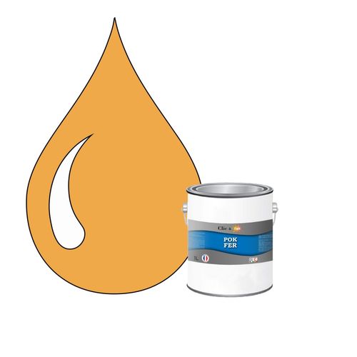 POK FER Jaune : Peinture de Finition Antirouille Laque Semi-Brillante Métaux Ferreux - 1L - RAL 1034 - Jaune Pastel