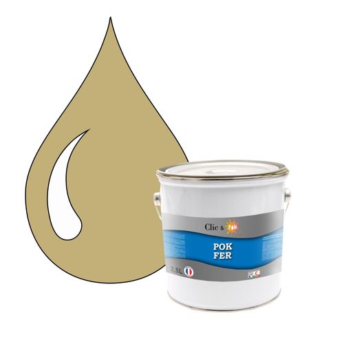 POK FER Jaune : Peinture de Finition Antirouille Laque Semi-Brillante Métaux Ferreux - 2,5L - RAL 1001 - Beige
