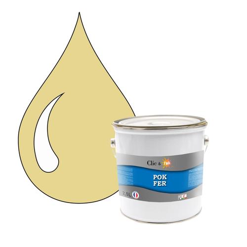 POK FER Jaune : Peinture de Finition Antirouille Laque Semi-Brillante Métaux Ferreux - 2,5L - RAL 1015 - Ivoire Clair