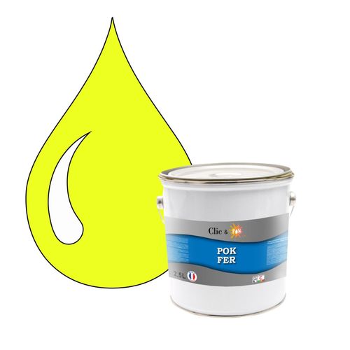 POK FER Jaune : Peinture de Finition Antirouille Laque Semi-Brillante Métaux Ferreux - 2,5L - RAL 1016 - Jaune Soufre