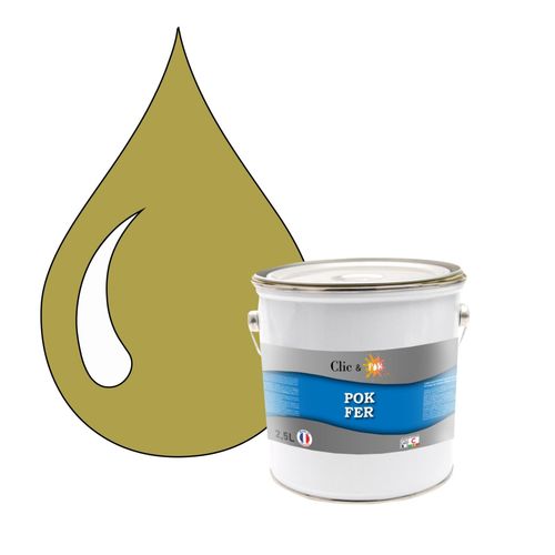 POK FER Jaune : Peinture de Finition Antirouille Laque Semi-Brillante Métaux Ferreux - 2,5L - RAL 1024 - Jaune Ocre