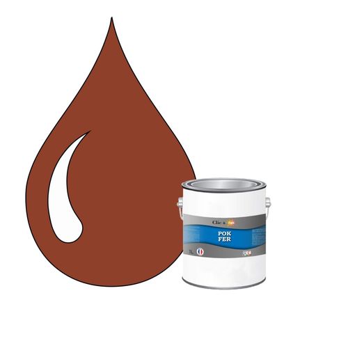 POK FER Marron : Peinture de Finition Antirouille Laque Semi-Brillante Métaux Ferreux - 1L - RAL 8004 - Brun Cuivré