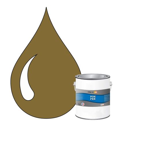 POK FER Marron : Peinture de Finition Antirouille Laque Semi-Brillante Métaux Ferreux - 1L - RAL 8000 - Brun Vert
