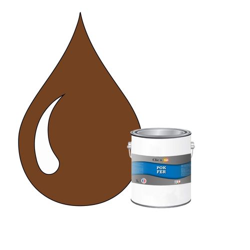 POK FER Marron : Peinture de Finition Antirouille Laque Semi-Brillante Métaux Ferreux - 1L - RAL 8003 - Brun Argile
