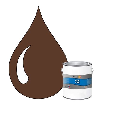 POK FER Marron : Peinture de Finition Antirouille Laque Semi-Brillante Métaux Ferreux - 1L - RAL 8011 - Brun Noisette