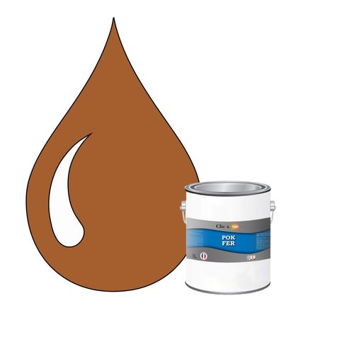 POK FER Marron : Peinture de Finition Antirouille Laque Semi-Brillante Métaux Ferreux - 1L - RAL 8023 - Brun Orangé