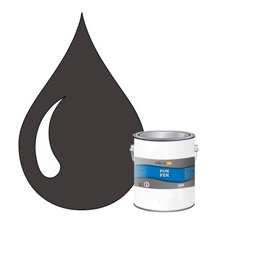 POK FER Marron : Peinture de Finition Antirouille Laque Semi-Brillante Métaux Ferreux - 1L - RAL 8019 - Brun Gris