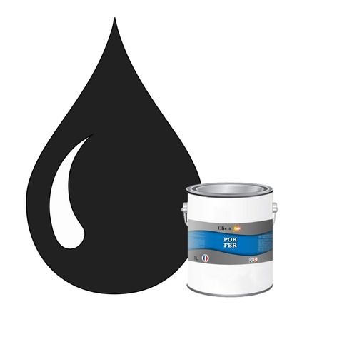POK FER Marron : Peinture de Finition Antirouille Laque Semi-Brillante Métaux Ferreux - 1L - RAL 8022 - Brun Noir